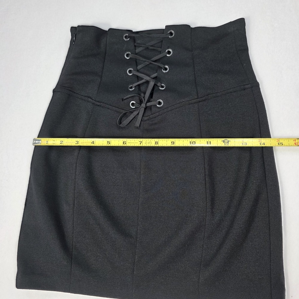 GUESS Gothic Black Lace-up Corset Back Pencil Mini Skirt Side Zip Closure Small - Picture 9 of 10